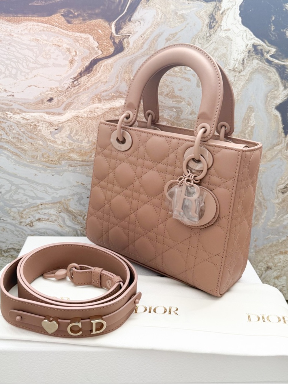 New! Christian Dior Medium  Ultra Matte Calfskin Cannage Lady Dior Bag - Picture 4 of 16